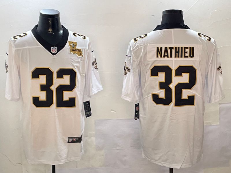 Men New Orleans Saints #32 Mathieu White Second generation 2024 Nike Limited NFL Jersey style 2